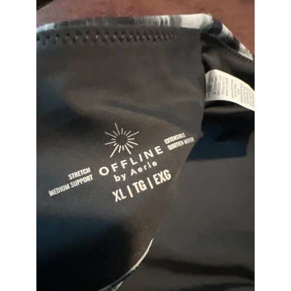 Aerie OFFLINE Shine Strappy Back Sports Bra XL Black & White NWT - Picture 7 of 7